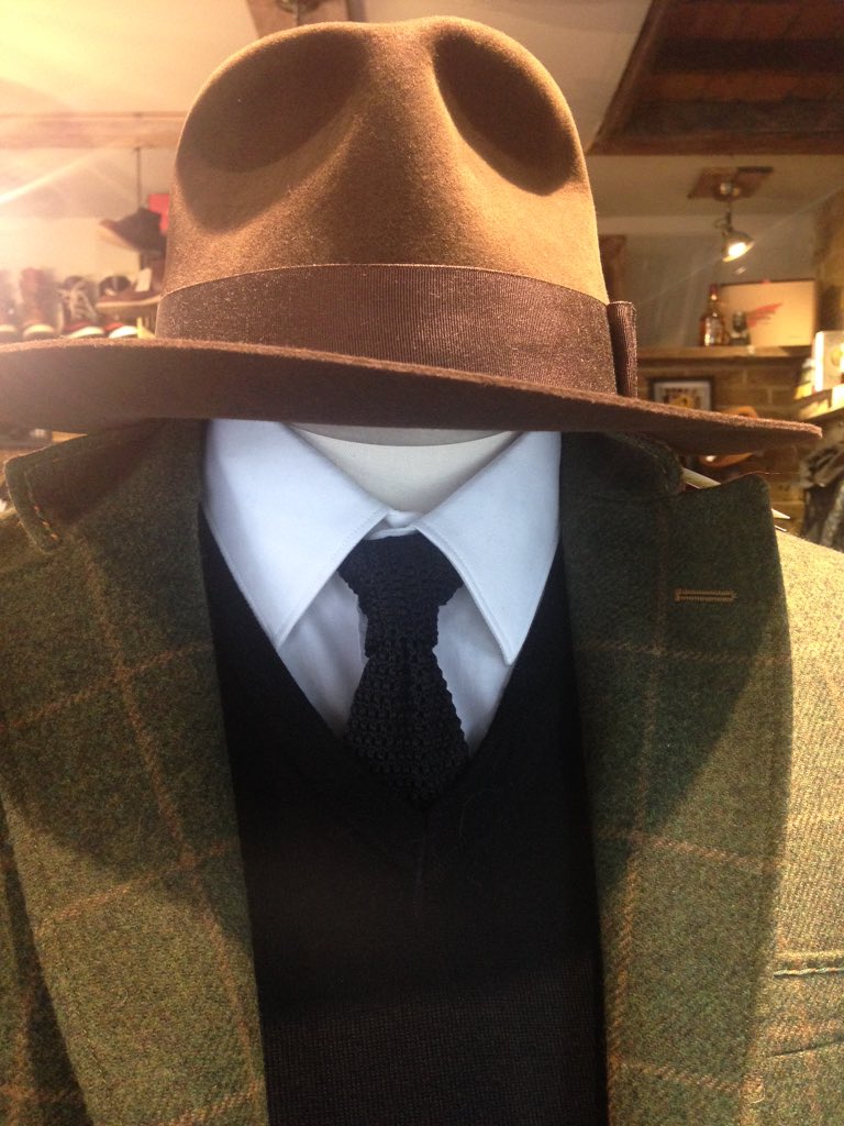HeroesRichmond's tweet photo. If Indian Jones was English? #christys #hat #Hollandesq #Jacket #Hat #NickBronson #knitted #Tie https://t.co/jLu6fZbLgl