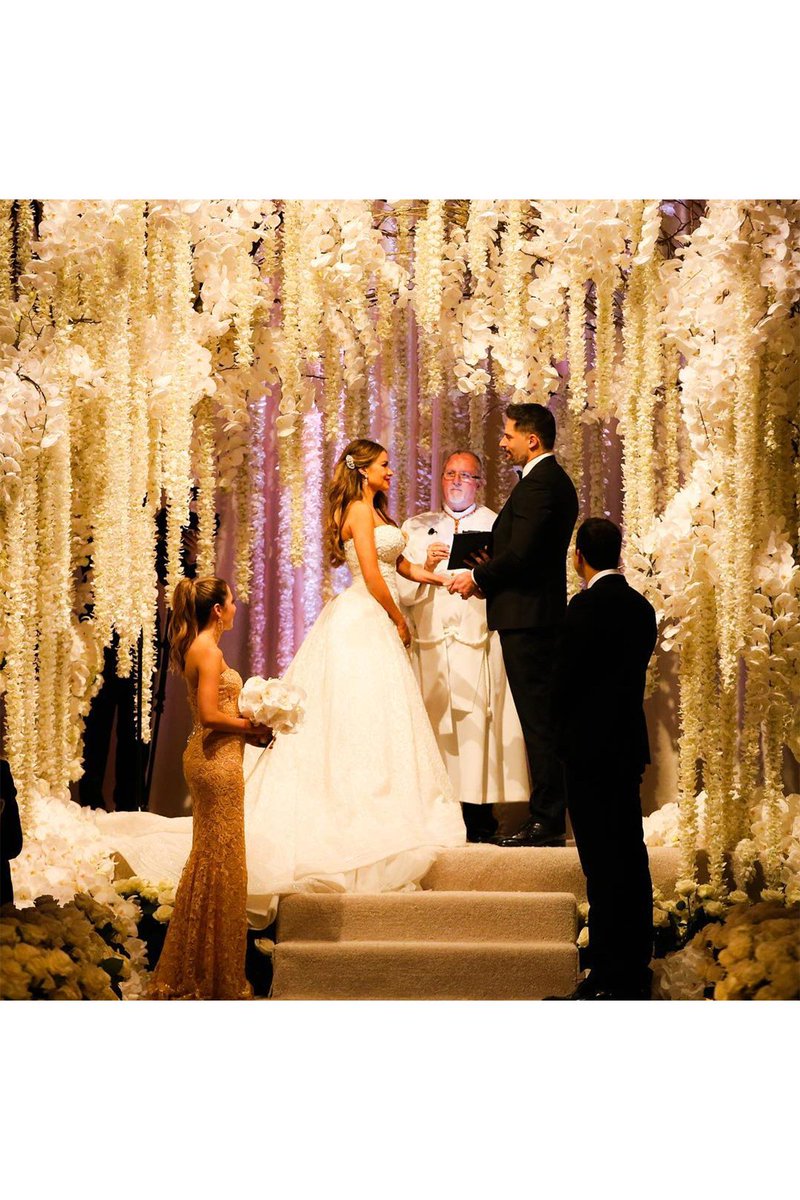 BritishVogue's tweet photo. From the flower-lined aisle to her diamond hair clips - inside Sofia Vergara’s nuptials: https://t.co/e0fWJZxjSp https://t.co/FZoj1lFKc3