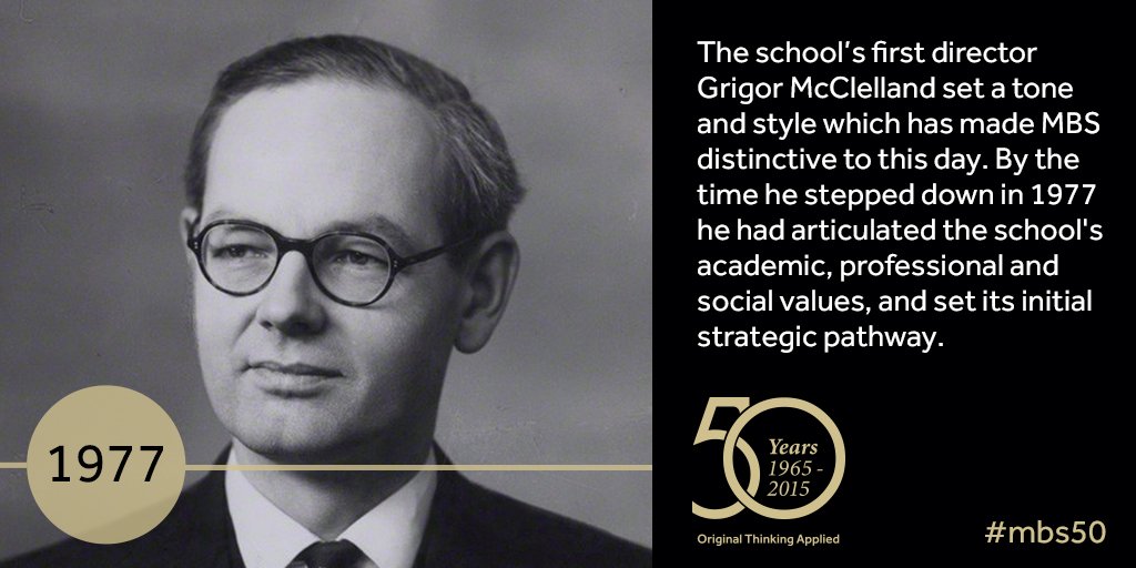AllianceMBS's tweet photo. In 1977 the School's founding Director, Grigor McClelland, stepped down >> https://t.co/2oh1q0FE4P #mbs50 https://t.co/MGQhKGUgoM