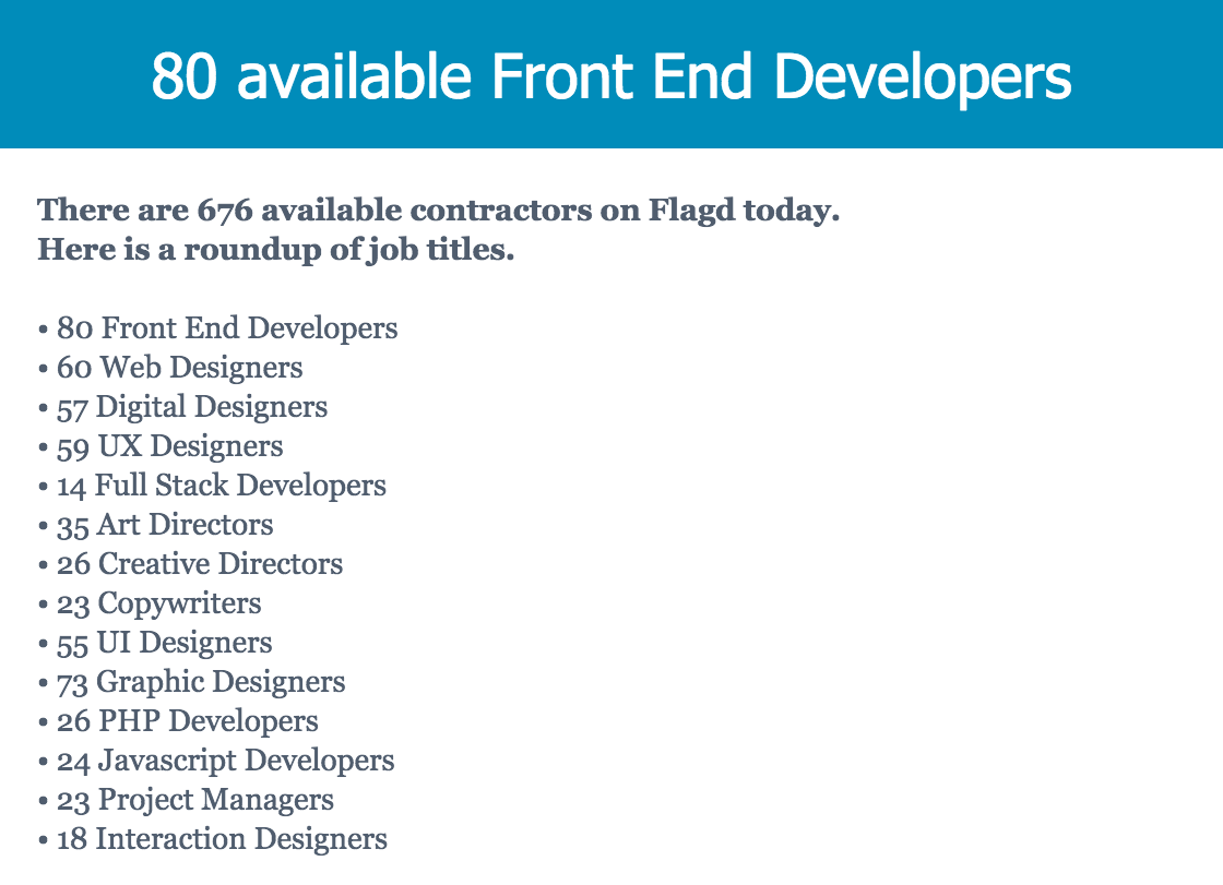 getflagd's tweet photo. We have 80 available #frontend #developers today. Get flagging! https://t.co/E1T9K3yOq1