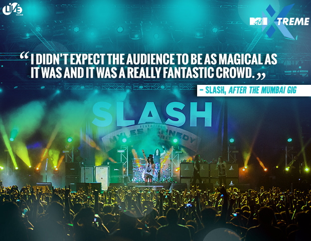MtviXtreme's tweet photo. Such was the awesomeness of the Mumbai crowd, that even God (@Slash) stood and applauded! #XtremeXperiences https://t.co/t2M3RR6f1o