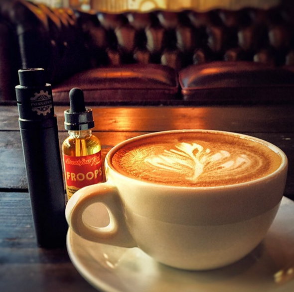 prohibitionvape's tweet photo. Mondays aren't so bad.. Clouds &amp; coffees all day long! #vapelounge #vapefam #clouds #coffees #vapelife #froops https://t.co/wPpB59wmbJ