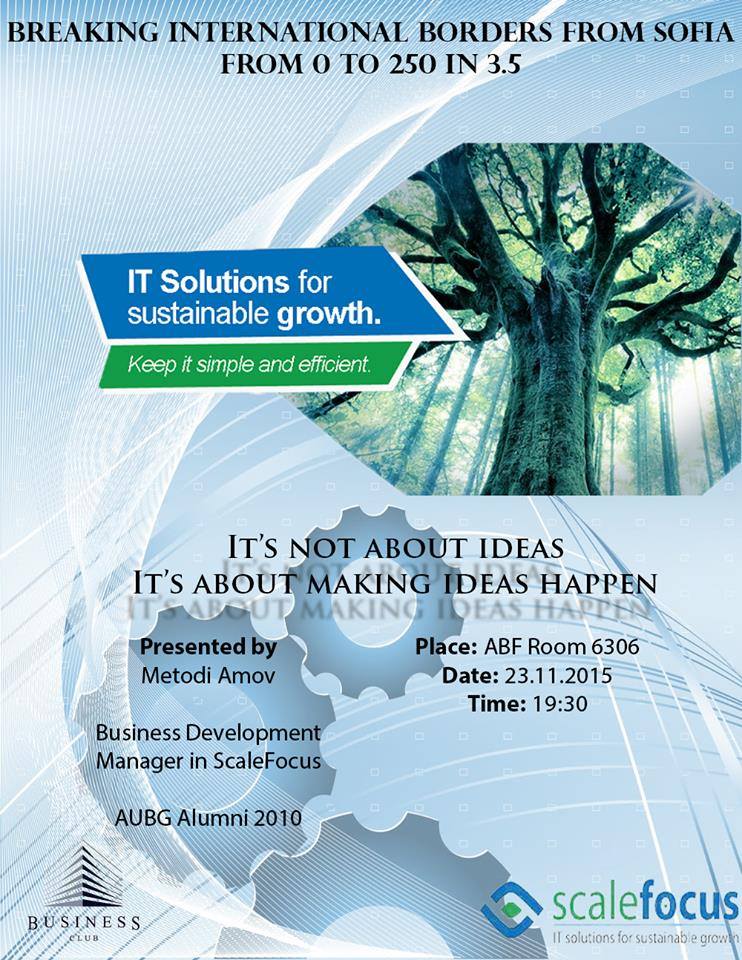 Scalefocus's tweet photo. Don't miss the opportunity to hear from #ScaleFocus' BizDev Manager how to do successful business in #Bulgaria! https://t.co/jCKxLhfHKw