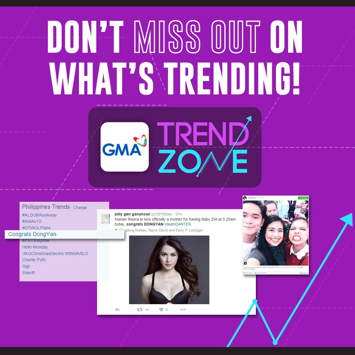 gmanetwork's tweet photo. #TrendZone: Good vibes dahil sa pagdating ni Baby Zia! Alamin ang iba pang trending today: https://t.co/wi9EcEewYM https://t.co/AxQVlPjeVY
