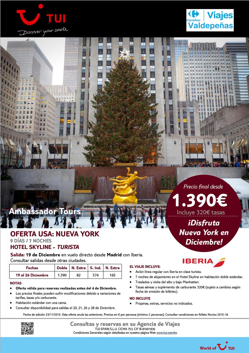 ViajesCrfVal's tweet photo. ¡¡SUPER OFERTA NEW YORK NAVIDAD!!
Salida: 19 de Diciembre. Otras fechas consultar. https://t.co/c4CW3aD28O