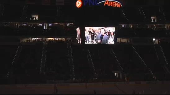 SpecNews1Triad's tweet photo. Such a nice and fitting tribute to our Jim Connors at last night's @NHLCanes game: https://t.co/29oRtyg14V https://t.co/keebCy9nsI