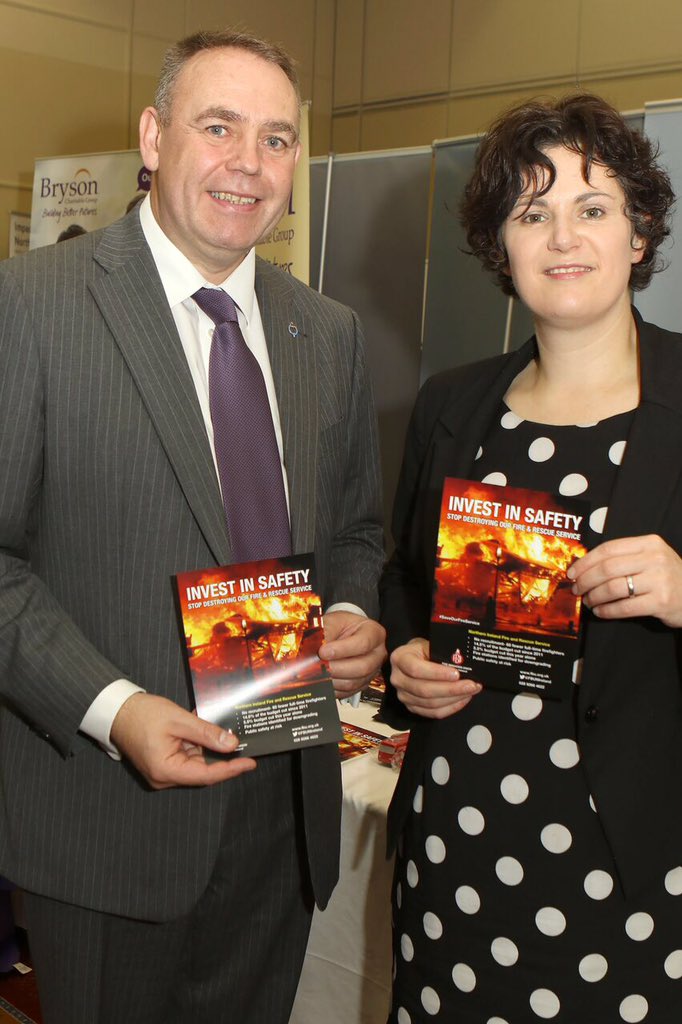 FBUNIreland's tweet photo. FBU continue to lobby against cuts to the fire service #sdlp15 https://t.co/fSOEBYWvRZ