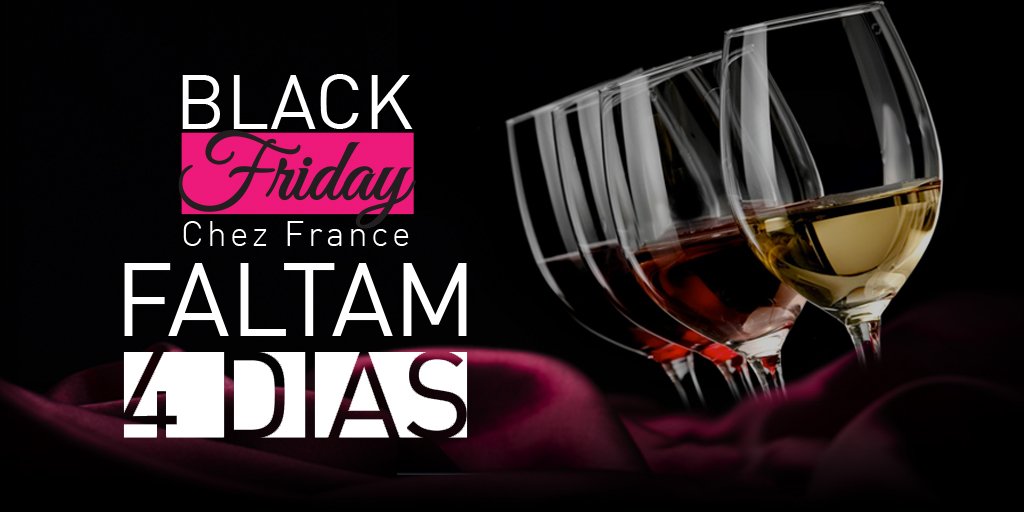 ChezFranceBR's tweet photo. Falta pouco para o melhor Black Friday do mundo do vinho!
Fique ligado! ;) #BlackFriday https://t.co/3fWaRMhZve