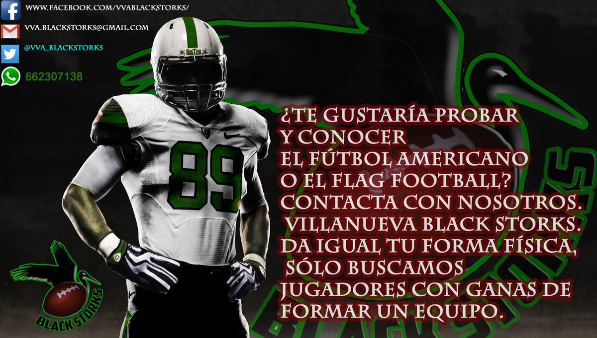 Vva_BlackStorks's tweet photo. Twitter, Facebook, Gmail o Whatsapp. Cualquier forma de contactar con nosotros es válida. ¡Hazlo! #FútbolAmericano https://t.co/rU2uSwgSEm