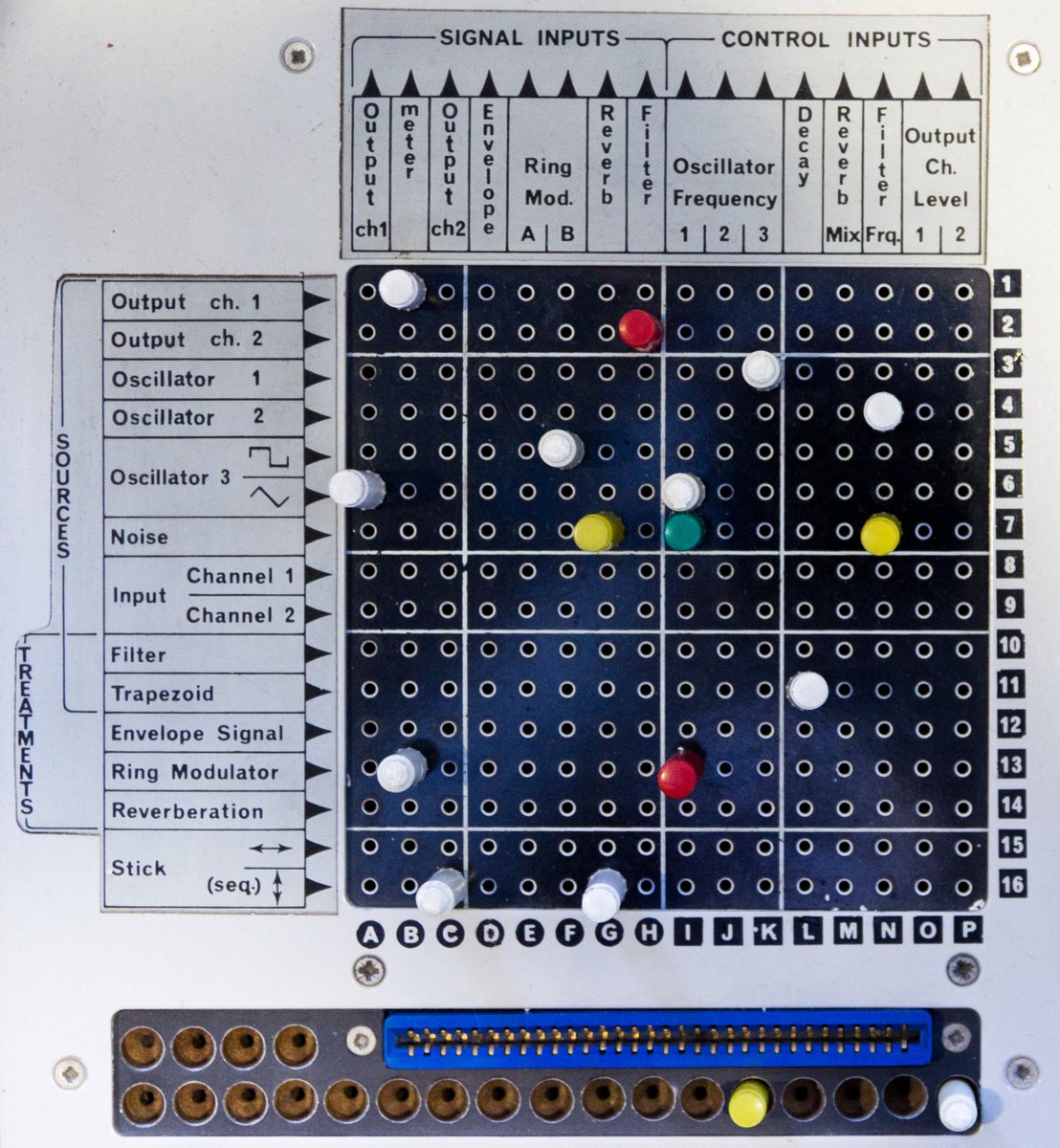 HaavardTveito's tweet image. Similarities between Von Foerster`s matrix for computation in neural nets and the Pinmatrix of the #VCS3 #softerarch
