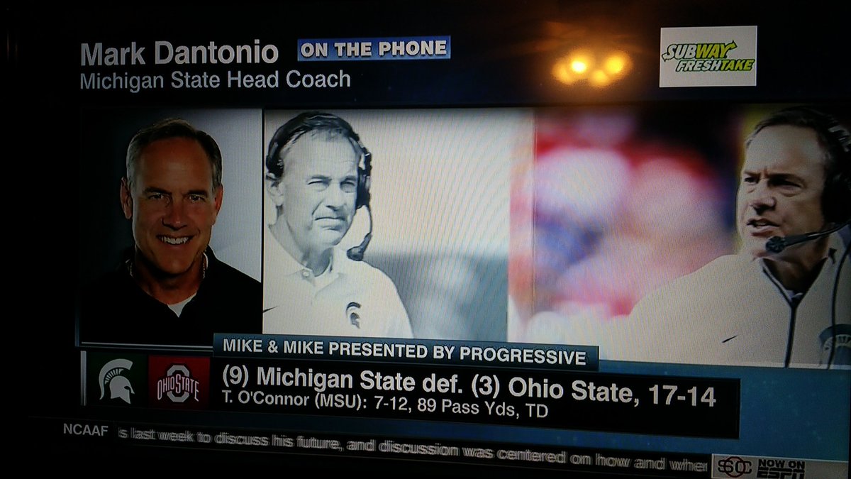ESPN absolutely nailed the graphics this morning. Spelled Dantonio's name right and everything.