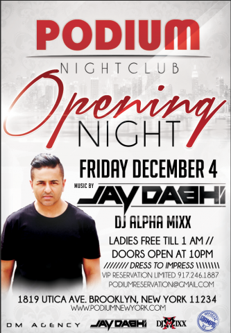 PodiumNightClub's tweet photo. The party will be here Dec. 4th. Only question is -- will you? #Podium #JayDash #DJAlphaMixx https://t.co/fyek8FPZvz