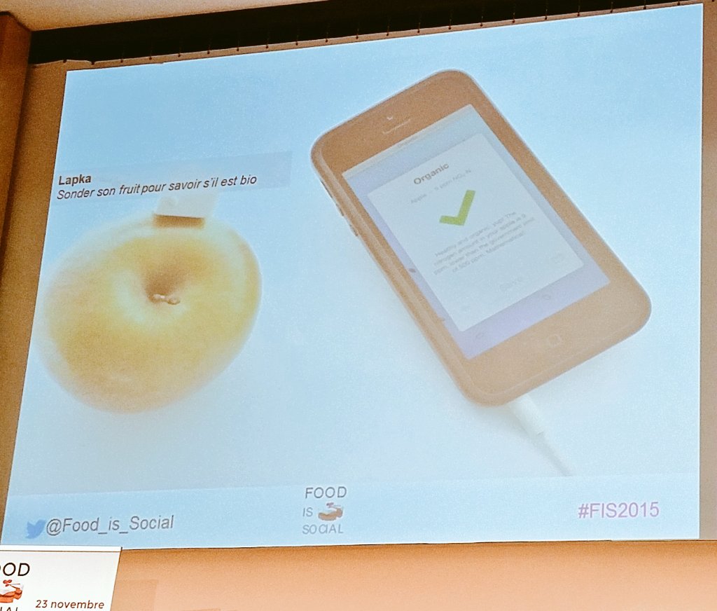 Gourmande75's tweet photo. @2Albane2 voici #lapka la #startup qui va enfin te permettre de savoir si tes pommes sont bios !#OhJoie #FIS2015 https://t.co/hSuXGq3OsQ