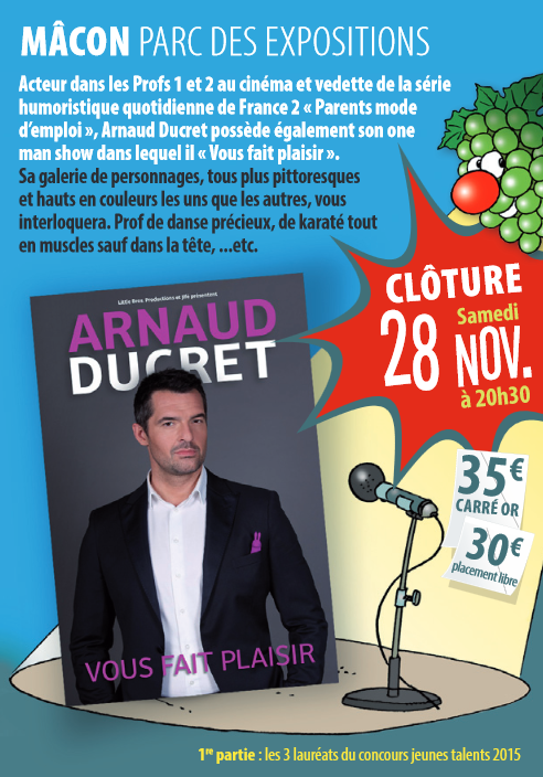 VilleDeMacon's tweet photo. Dans le cadre des Vendanges de l'humour, @ArDucret "vous fait plaisir" le 28/11 à Mâcon https://t.co/pdNuJHGMgS https://t.co/w4MH7IVnWK