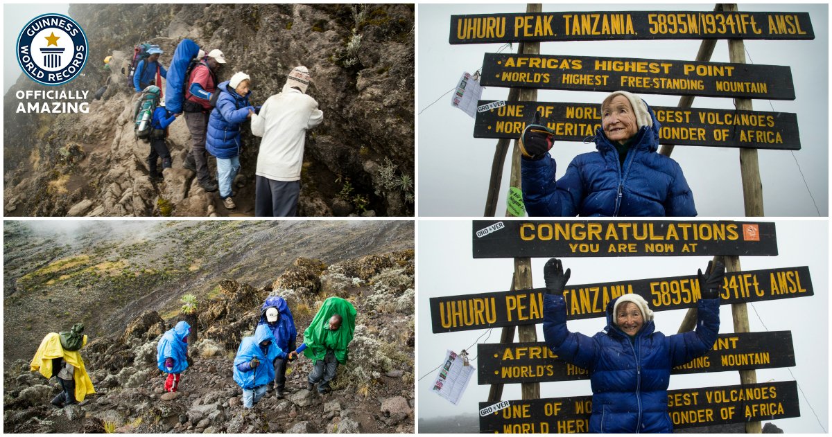GWR's tweet image. Age is nothing but a number for 86-yr-old Angela Vorobeva, oldest female to climb Mt. Kilimanjaro #MondayMotivation