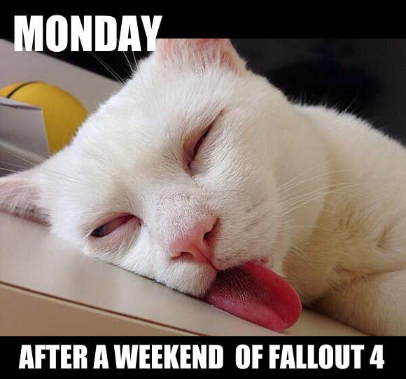 momtheoverseer's tweet photo. And this sums up my Monday #Fallout4Problems #Fallout4 #PopChiX https://t.co/G4AmGcWFIt