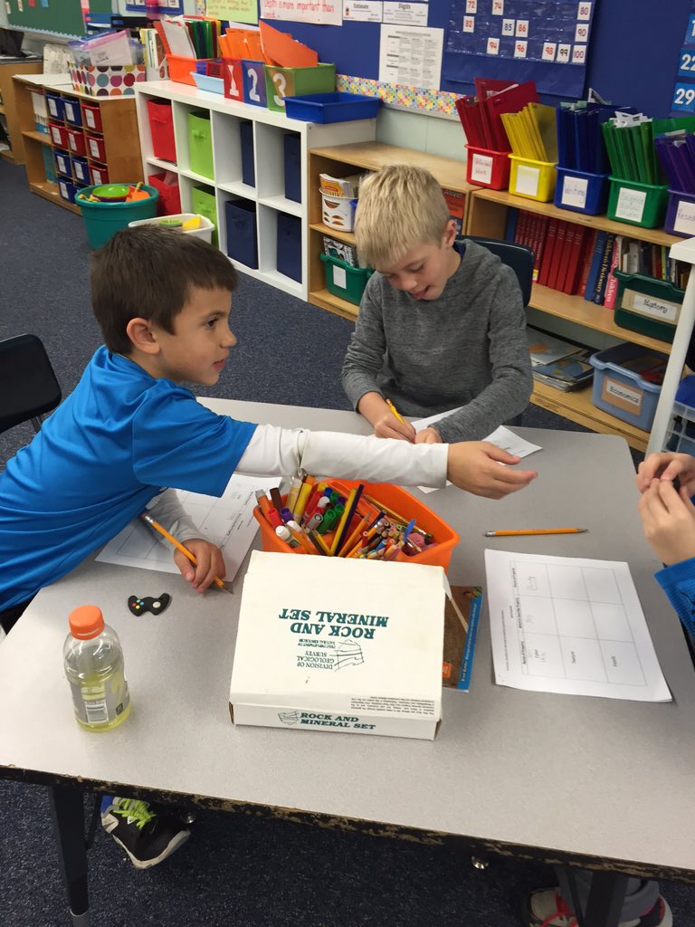 Learning about rock properties.