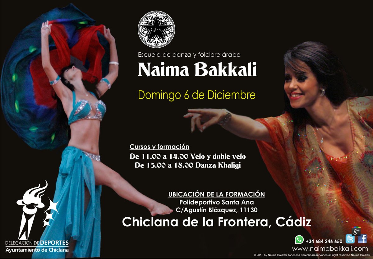NaimaBakkali's tweet image. Domingo 6 de Diciembre 
De 11.00 a 14.00 Velo y doble velo 
De 15.00 a 18.00 Danza Khaligi 
naimabakkali.com