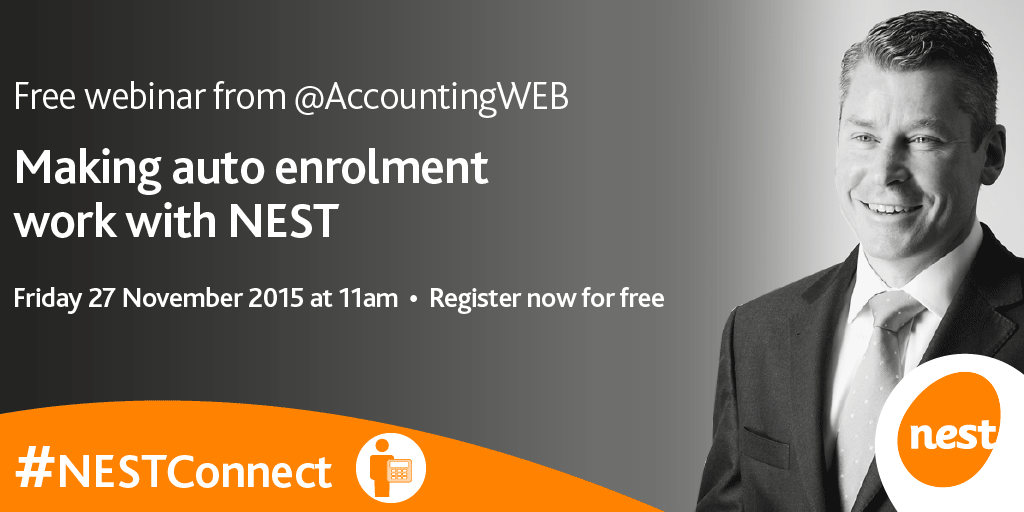 nestpensions's tweet photo. Join our free #autoenrolment webinar with @AccountingWEB on 27 Nov at 11am #accountants https://t.co/EStSfBs2hh https://t.co/egVFSeppD9