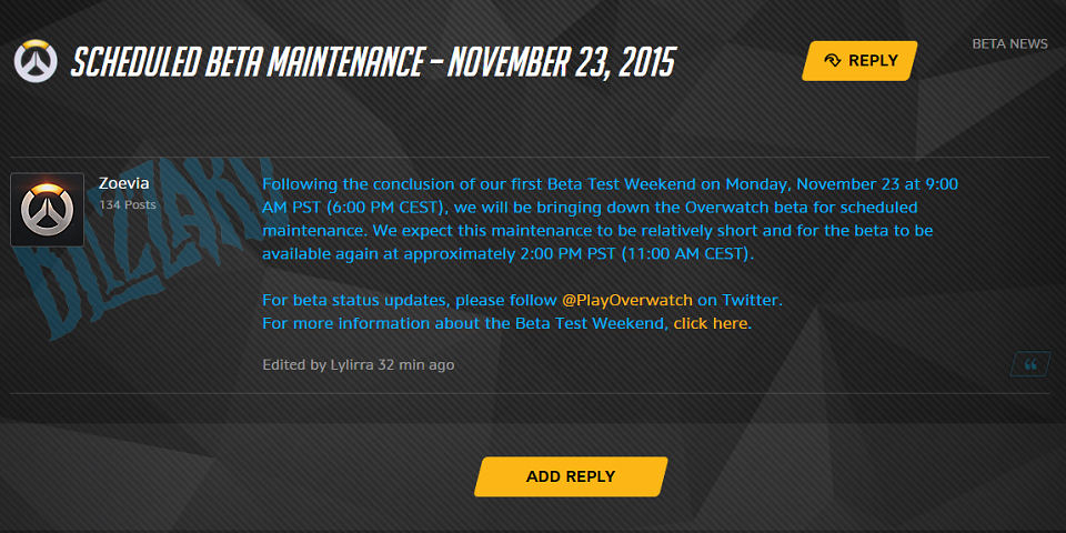 Beta de Overwatch começa no fim de 2015