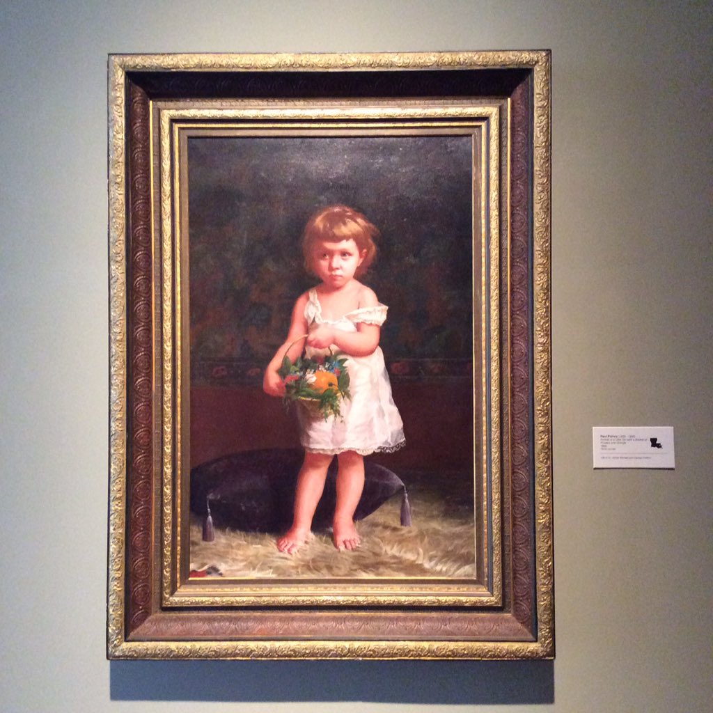 OgdenMuseum's tweet photo. Paul Poincy "Portrait of a Little Girl with a Basket of Flowers and Orange", 1886 #seethesouth #objectsofinterest https://t.co/qgB2S10Fni