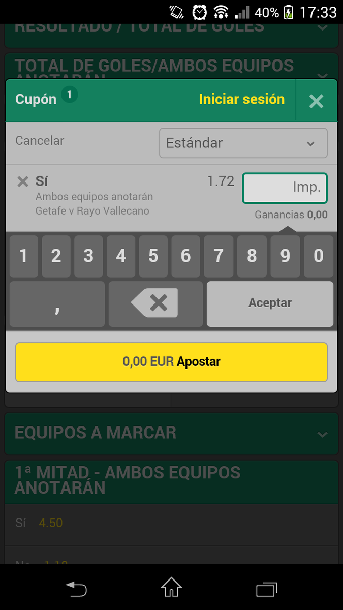 Para esta noche Ambos meten en el Getafe-Rayo. Stake 3.