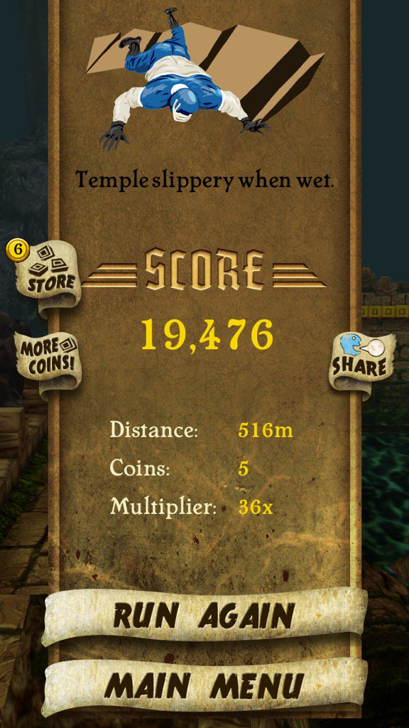 baacha77's tweet photo. I got 19,476 points while escaping from demon monkeys. Beat that! https://t.co/6NOXo7XrEJ #TempleRunv https://t.co/9Kd8KPCf29