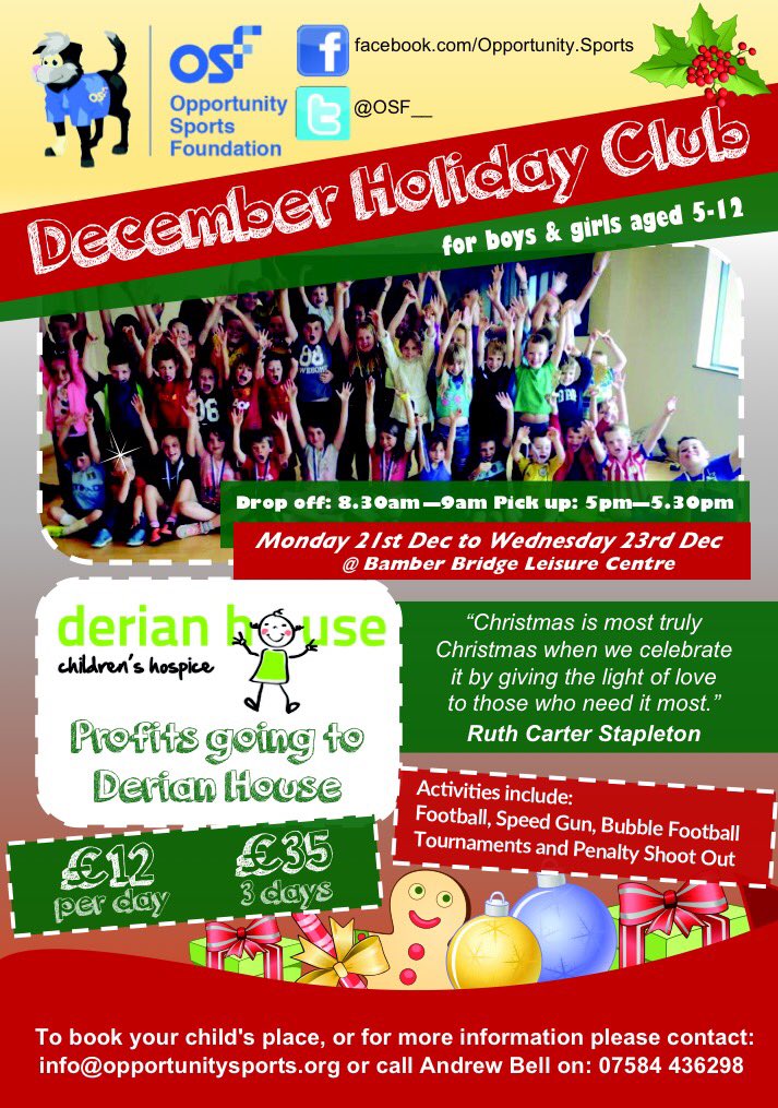 OSF__'s tweet photo. Christmas Holiday Club. Please retweet and help us raise as much money as possible for Derian House. @DerianHouse https://t.co/apNx848Yg5