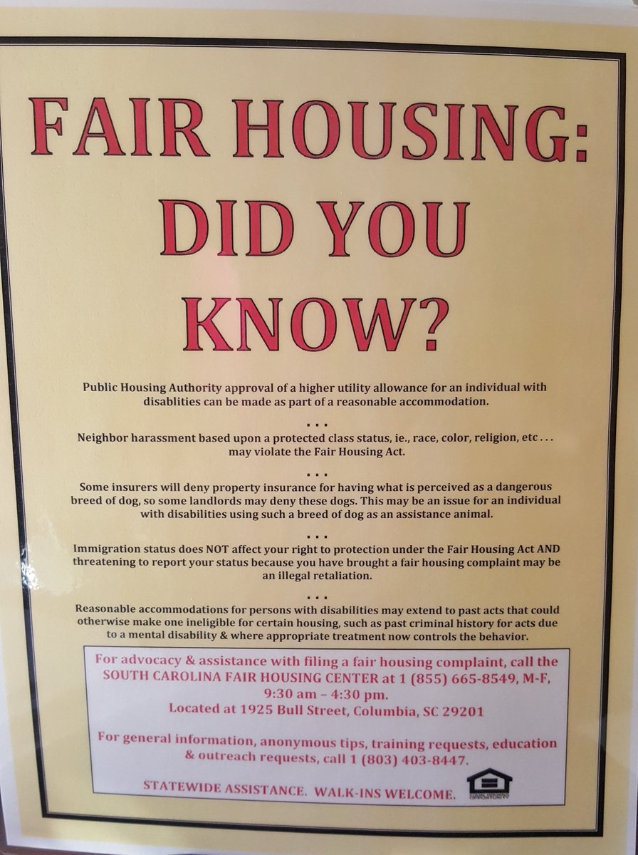 SCFairHousing's tweet photo. Interested in #fairhousing materials for your office, service events, &amp; more? Contact us today!  803-403-8447 https://t.co/E1MButTYl2