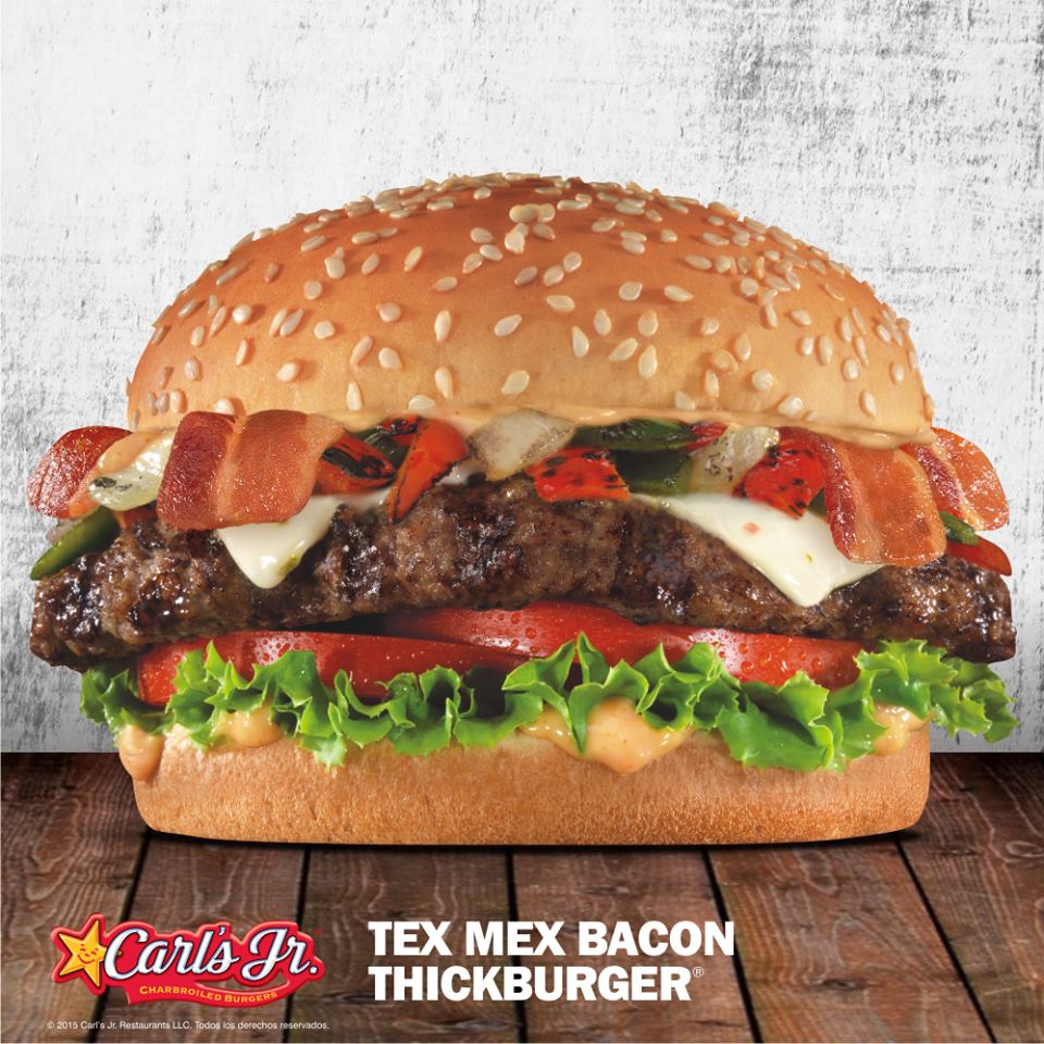 CarlsJrPanama's tweet photo. Nueva Tex Mex Bacon Thickburger, carne 100% Black Angus, bacon, queso suizo, pimientos y cebolla asada. https://t.co/7MlCHu4ZUE