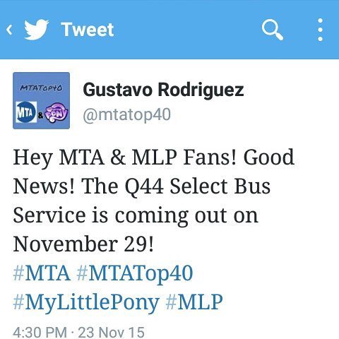 PinkieFanClub's tweet photo. Did you hear the Good News? The Q44 Select Bus Service is coming out on November 29!
#MTA #MTATop40 #Q44 #SelectBus… https://t.co/cYzRiFuB92