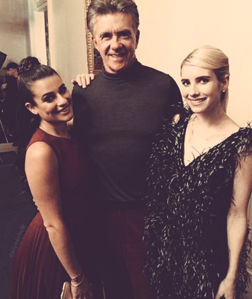 sqnewsupdates's tweet image. -PHOTO- Lea, Alan and Emma on set filming tomorrow's episode. Hester's alive! #ScreamQueens