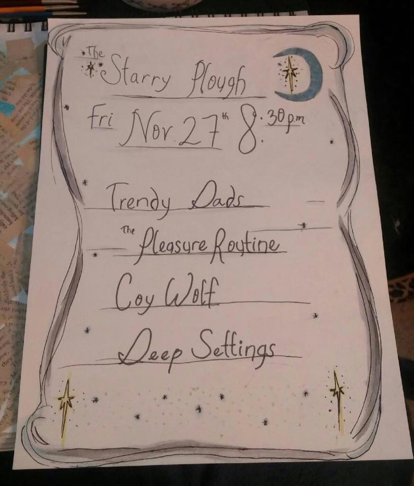 THIS FRIDAY 11/27 Trendy Dad + The Pleasure Routine + Coywolf + Deep Settings at <a href="/starryploughpub/">Starry Plough Pub</a> in #Berkeley!