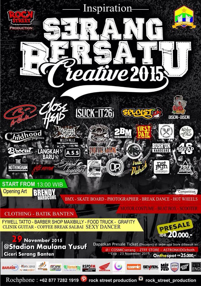 SERANG BERSATU 2015
At Hal.Stadion Maulana Yusuf 
Serang-Banten
29 nov'15 presale 20k cc <a href="/CF_Gunsfamily/">Guns Fams</a> @CF_Cilegon