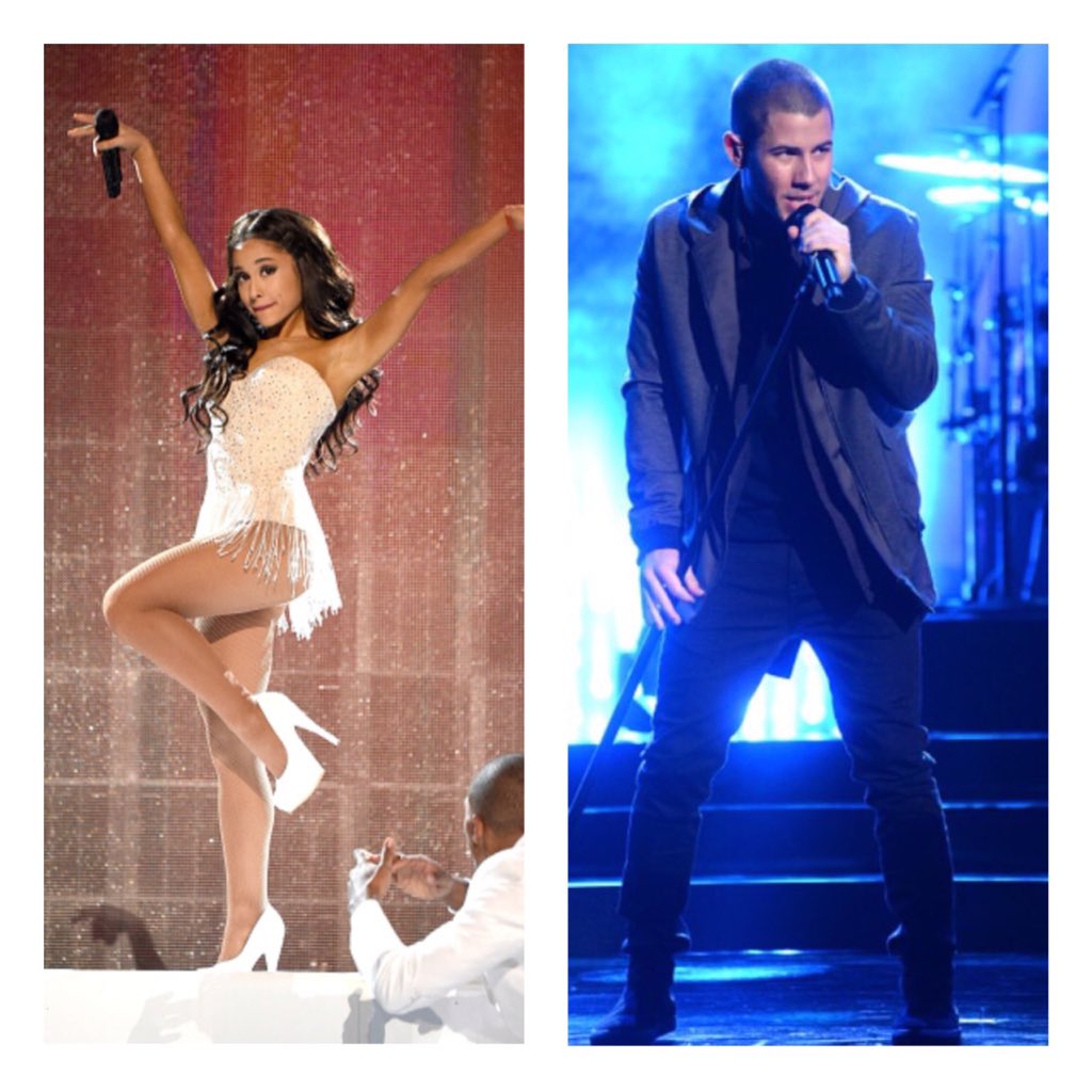 sqnewsupdates's tweet image. -PHOTOS- Ariana &amp;amp; Nick performing at the #AMAs last night. #AriAMAs #NickJonasAMAs #ScreamQueens