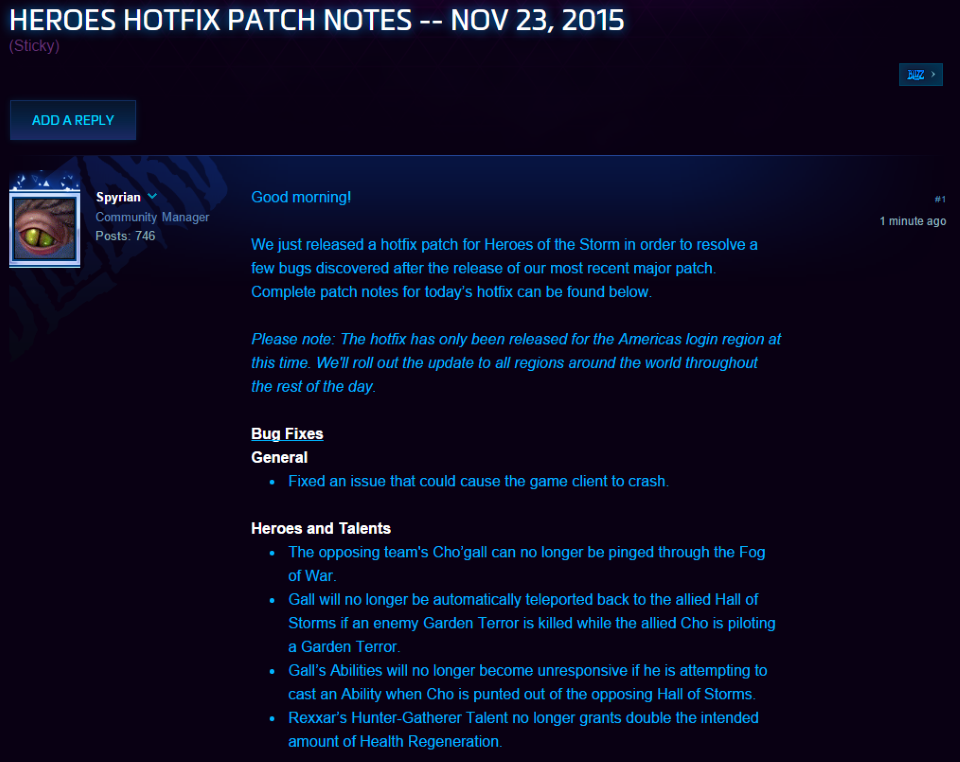 BlizzHeroes's tweet photo. We're releasing a new hotfix patch for all regions throughout the day. Patch notes: https://t.co/abse5Ub0vm https://t.co/2giHt8D5Ht