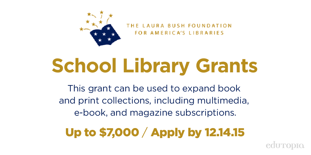 edutopia's tweet photo. Attention, #librarians! This #grant is for you: https://t.co/X3rV88hUvA. https://t.co/tw1e1ErhcW