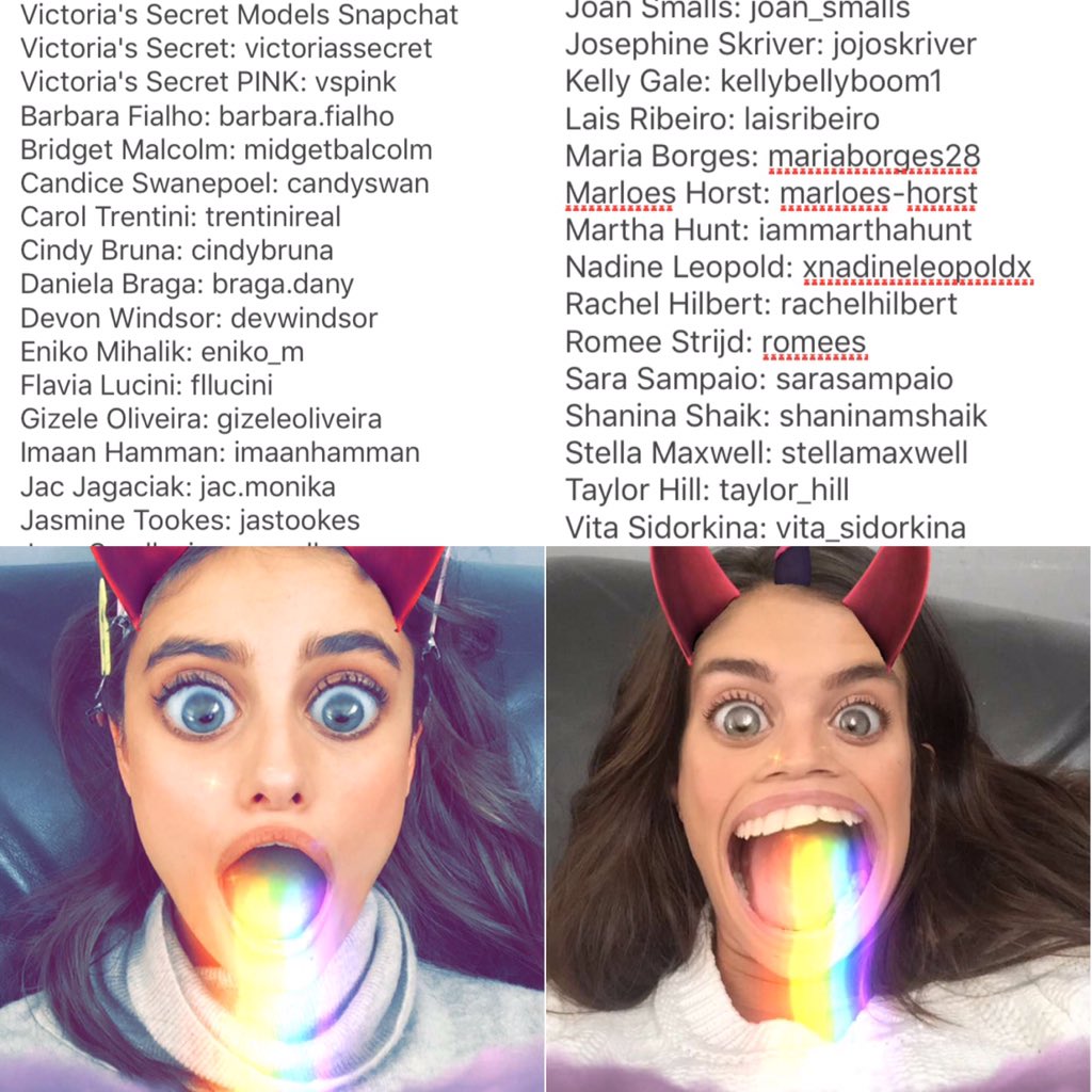 theangelsvs's tweet photo. UPDATED LIST: VS models Snapchat 👻 https://t.co/kKr8G0PKld