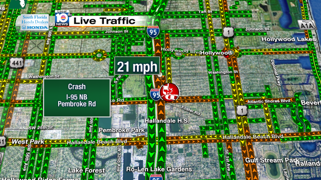 Crash on I-95 NB at Pembroke Rd. Speeds at 21mph #traffic #broward https://t.co/l2FVUr4fzP
