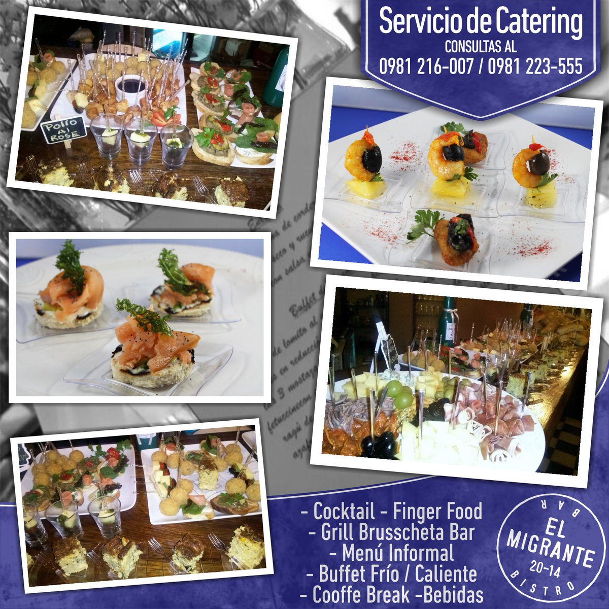 elmigrantepy's tweet photo. Tus invitados quedaran encantados con el Servicio de Catering de #ElMigrantePy #BistroBar Presupuesto al 0981216007 https://t.co/6sbgrF6tO3