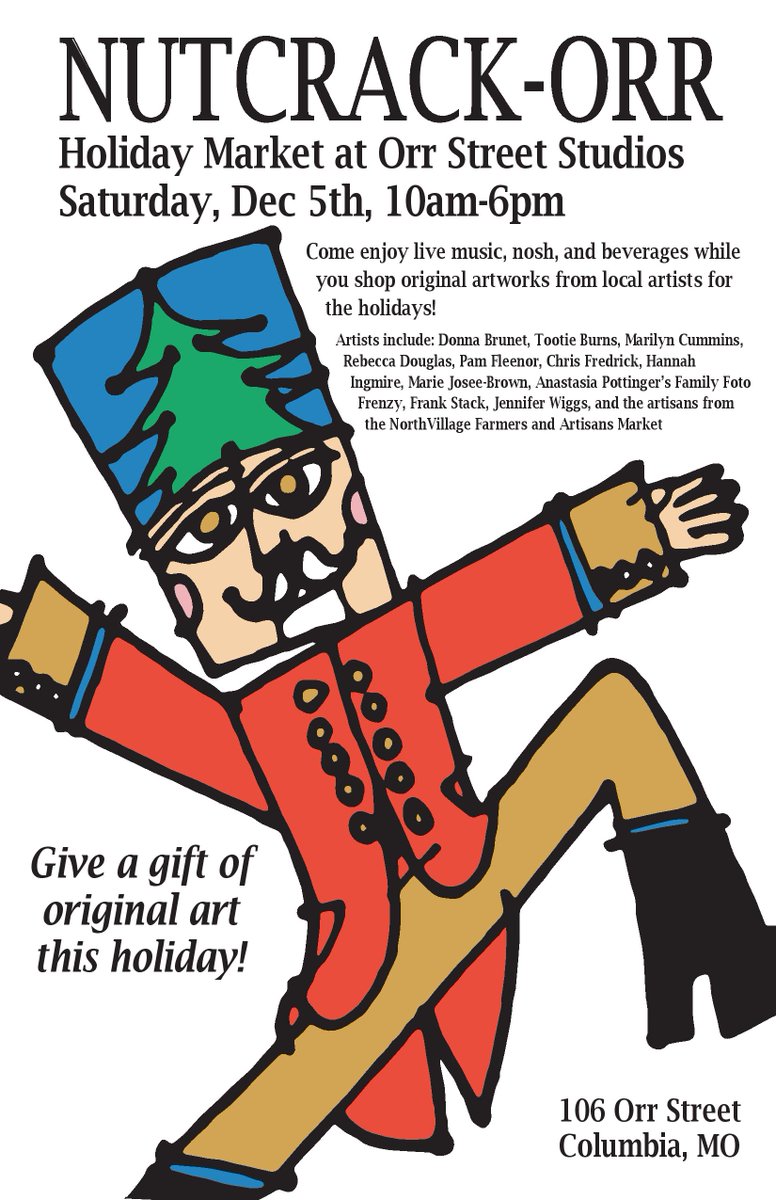 Plan your holiday shopping at Orr Street's Holiday Market.  Sat Dec 5th.  Something for everyone on your list!