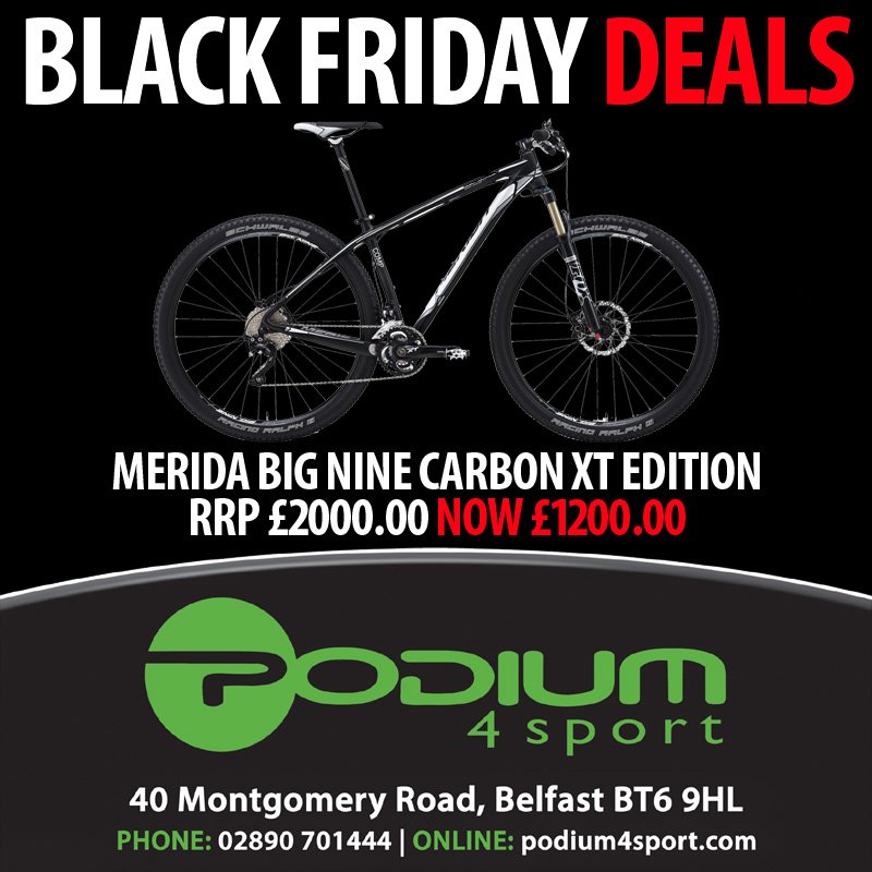 podium4sport's tweet photo. What about a nice bike to go with your light? What about a Merida Big Nine Carbon XT with £800 OFF?! #blackfriday https://t.co/T9JSBmAYl4