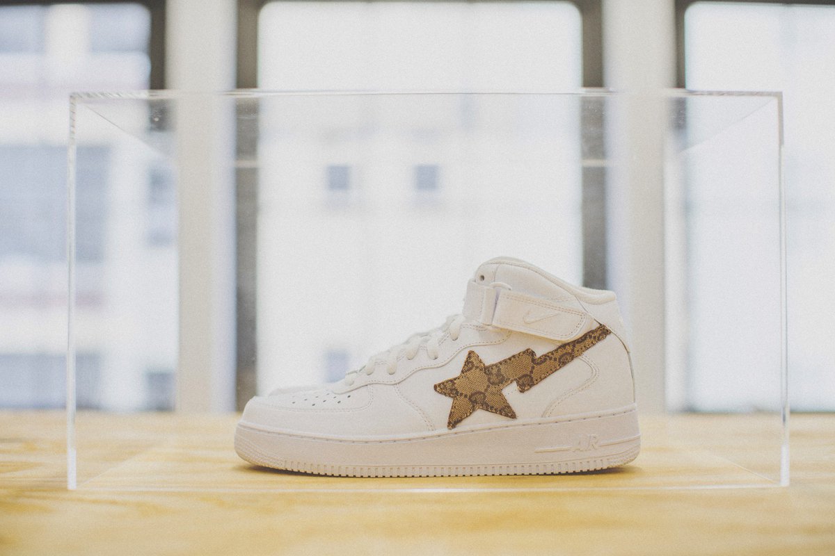 heronpreston's tweet photo. The "Street Sweepers" by Heron Preston. re-branded Nike Air Force Ones https://t.co/Eljfb50DCF