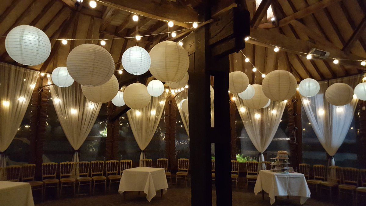 Academy_Prod_UK's tweet photo. We loved supporting Chris &amp; Natasha's Wedding @LillibrookeMnr #Festoon #Hanginglanterns #Lightingprops #Maidenhead https://t.co/ktUsWLRisd