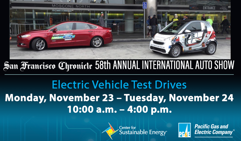 PGE4Me's tweet photo. Test drive an #EV today at @SFAutoShow &amp; we'll provide a free ticket for entry! https://t.co/lLKzYB0L7O #SFAutoShow https://t.co/U5vv1lUS2W