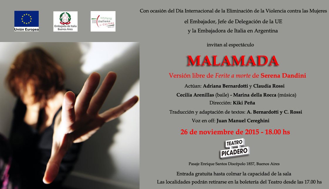 Hacé parte del #DíaInternacional para la eliminación de la #ViolenciaContraLasMujeres. #EmbajadaItalia #UniónEuropea