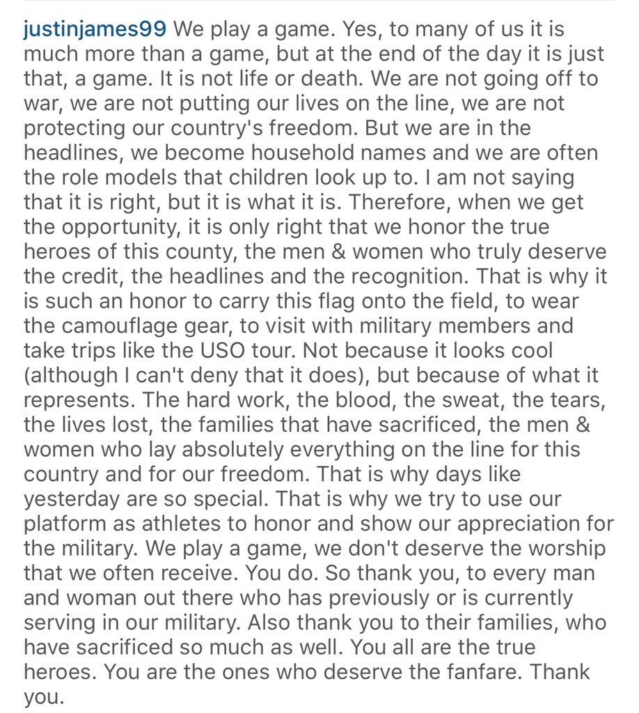 JJWatt's tweet photo. Military Appreciation. https://t.co/nbKwkItz43