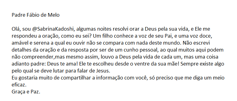 Sabrinakadoshi's tweet photo. @pefabiodemelo 
Gostaria muito que você visse. https://t.co/HCEC2nBOci
