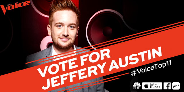 gwenstefani's tweet photo. Vote for @JefferyAustin! Remember, iTunes downloads count towards votes! #VoiceTop11 https://t.co/cQX1a7xsOP https://t.co/Csn7YUdjHK