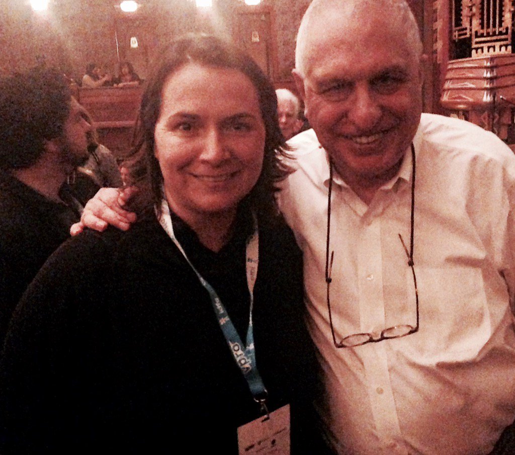 Syd_FilmSchool's tweet photo. Our Head of Documentary Alejandra Canales with Errol Morris @idfa #tushinsky #amsterdam #masterclass https://t.co/xvvRKJmpTP